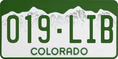 CO license plate 019LIB