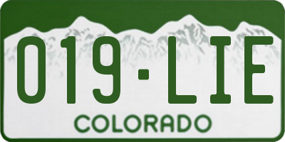 CO license plate 019LIE