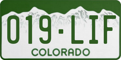 CO license plate 019LIF