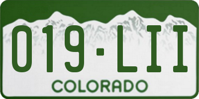 CO license plate 019LII
