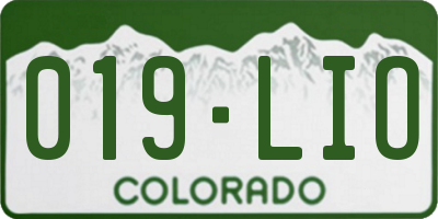 CO license plate 019LIO