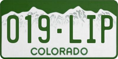 CO license plate 019LIP