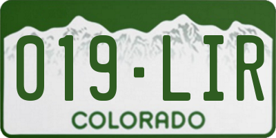CO license plate 019LIR