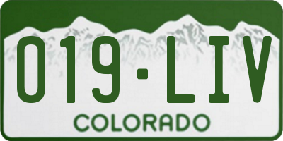 CO license plate 019LIV