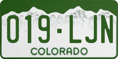 CO license plate 019LJN
