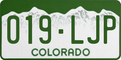 CO license plate 019LJP