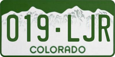 CO license plate 019LJR