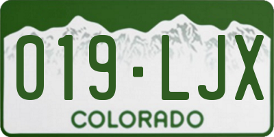 CO license plate 019LJX