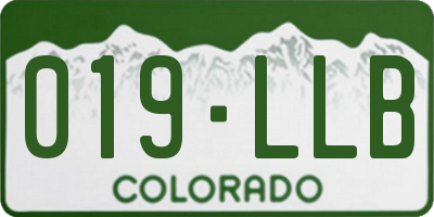 CO license plate 019LLB