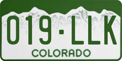CO license plate 019LLK
