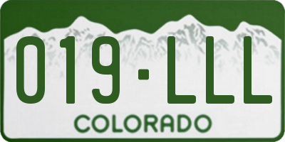 CO license plate 019LLL