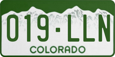 CO license plate 019LLN