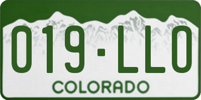 CO license plate 019LLO