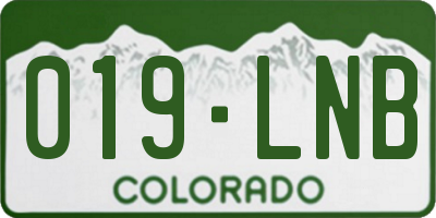 CO license plate 019LNB