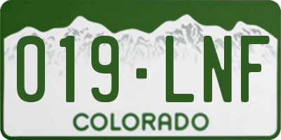 CO license plate 019LNF
