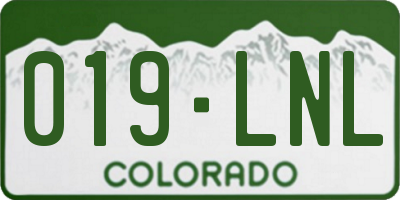 CO license plate 019LNL