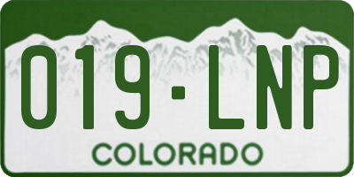 CO license plate 019LNP