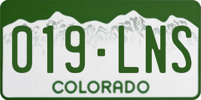 CO license plate 019LNS