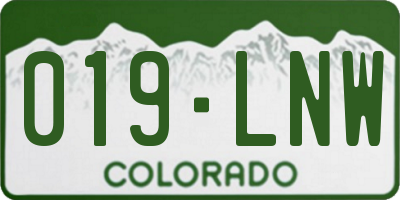 CO license plate 019LNW
