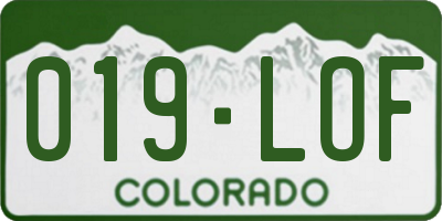 CO license plate 019LOF