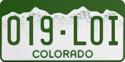 CO license plate 019LOI