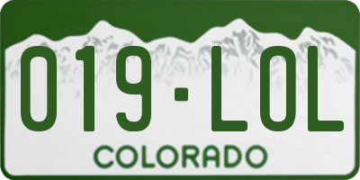 CO license plate 019LOL