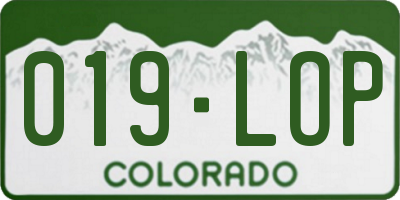 CO license plate 019LOP
