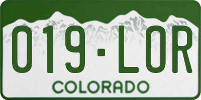 CO license plate 019LOR