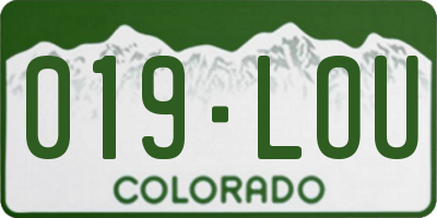 CO license plate 019LOU