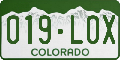 CO license plate 019LOX