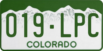 CO license plate 019LPC