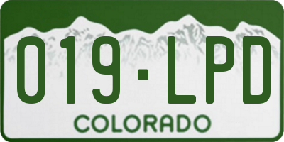 CO license plate 019LPD