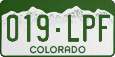 CO license plate 019LPF