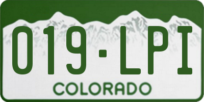 CO license plate 019LPI