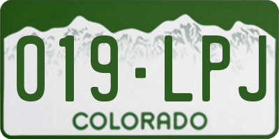 CO license plate 019LPJ