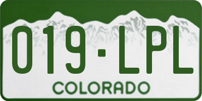CO license plate 019LPL
