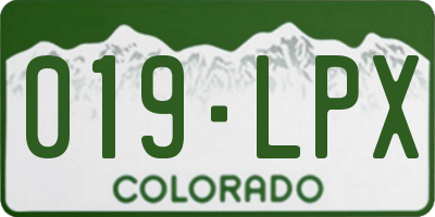 CO license plate 019LPX