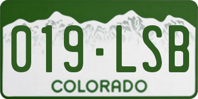 CO license plate 019LSB