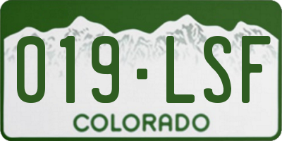 CO license plate 019LSF
