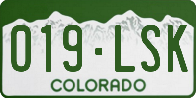 CO license plate 019LSK