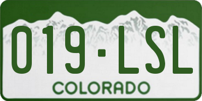 CO license plate 019LSL