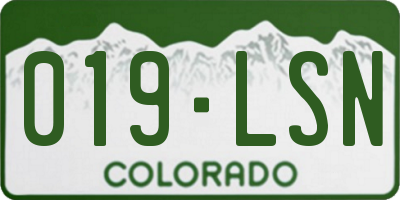 CO license plate 019LSN