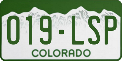 CO license plate 019LSP