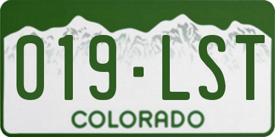 CO license plate 019LST