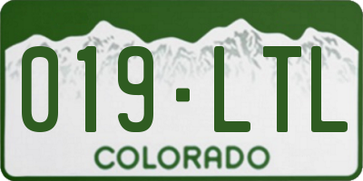 CO license plate 019LTL