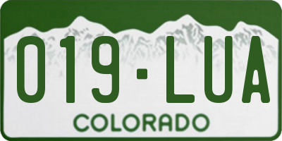 CO license plate 019LUA