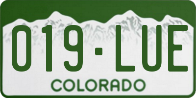 CO license plate 019LUE