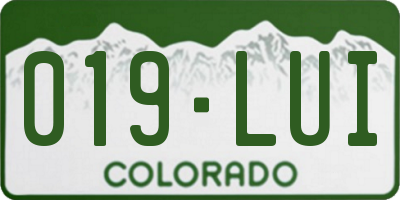 CO license plate 019LUI