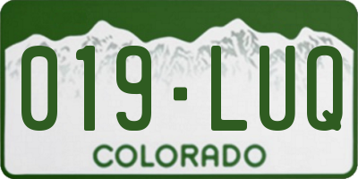 CO license plate 019LUQ