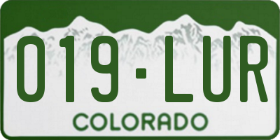 CO license plate 019LUR
